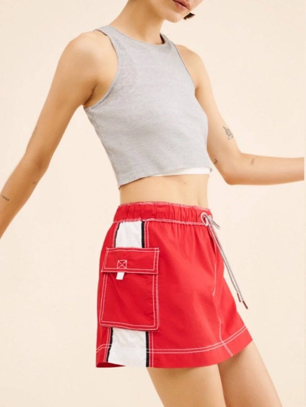 NWT Pilcro x Anthropologie Red Board Mini Skirt Women's Beach cargo XL